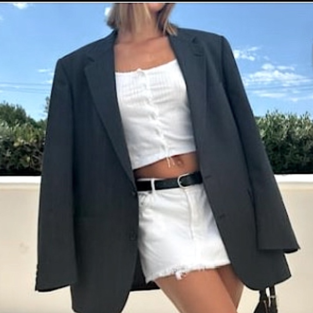Kenneth Cole Reaction Women’s Dark Gray Lined Two Button Blazer Jacket Sz M